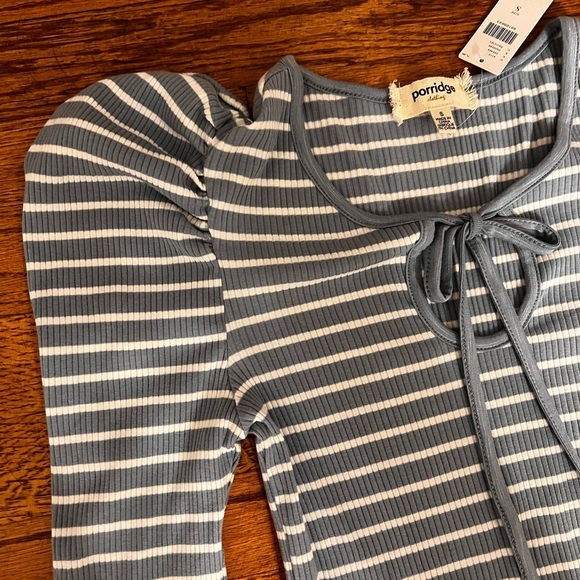 NWT Anthropologie Porridge Puff-Sleeve Tie-Front Top - Picture 2 of 7